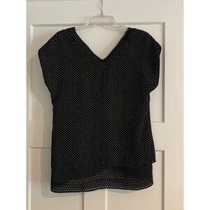 Converse One Star, V Neck Star Print, Cap Sleeve Blouse Black White Women's Sz M